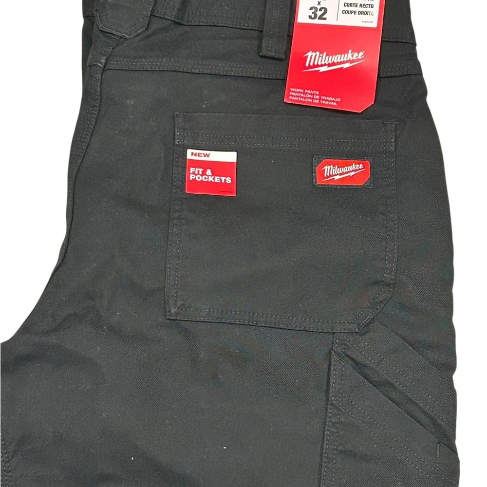 Milwaukee Mens Straight Fit Work Pants Black 38x32 Utility Trousers 10-22-1140